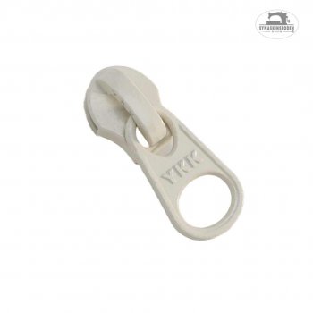 En benvit minikläpp till spiralblixtlås.