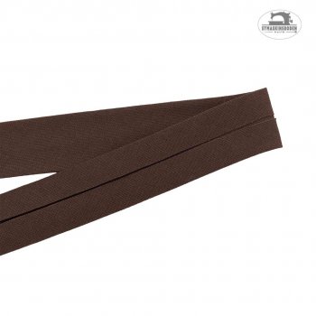 Fram- och baksida av en 20mm bred brun snedsla