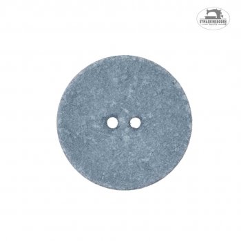 En blå knapp med diameter på 20mm. Knappen är gjord av bomull