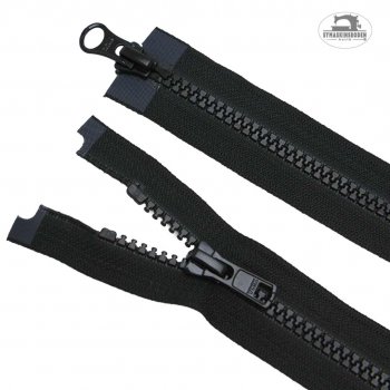 En svart 60cm lång dragkedja till jackor.