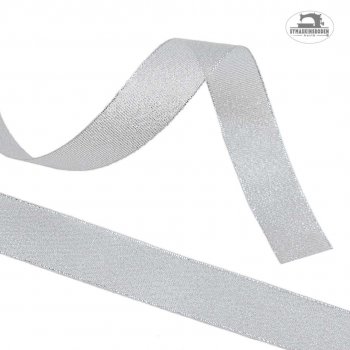Glittrigt laméband i silver med bredd 25mm