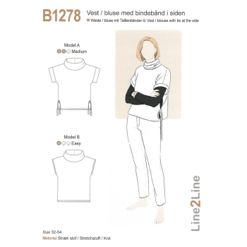 line2line sömnadsmönster väst eller topp med knytning i sidan