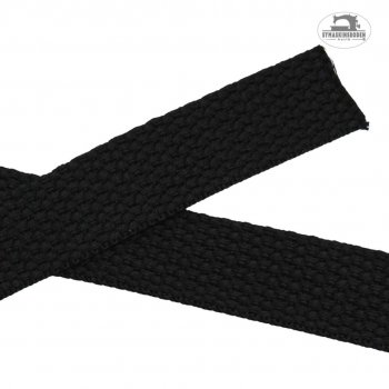 Ett svart band med grov struktur som är 25mm brett