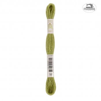 Ett limegrönt ullgarn för broderi.
