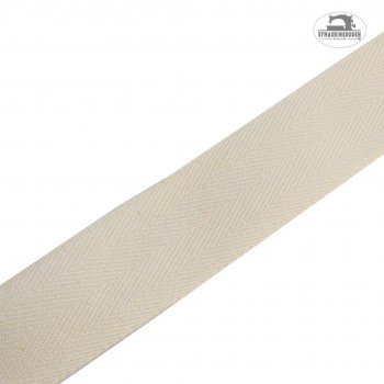 Ett kyprat bomullsband i naturvit med 30 mm bredd