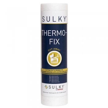 Transparent rulle av SULKY Thermofix, ett dubbelsidigt häftande limflor för mjuk och permanent fixering av applikationer