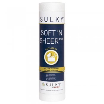 rulle av SULKY Soft 'n Sheer Plus, mjukt permanent cut-away mellanlägg för broderi på tunna eller elastiska material