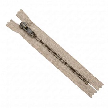Beiget blixtlås till gylf i jeans och arbetskläder med längd 18cm.