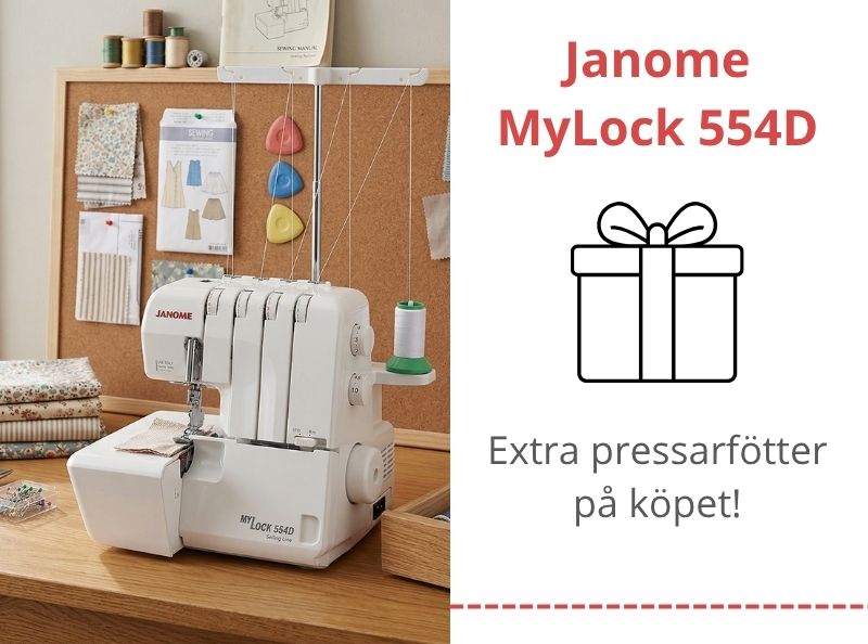Nya overlocken från Janome, Mylock 554d, nu med extra pressarfötter på köpet!