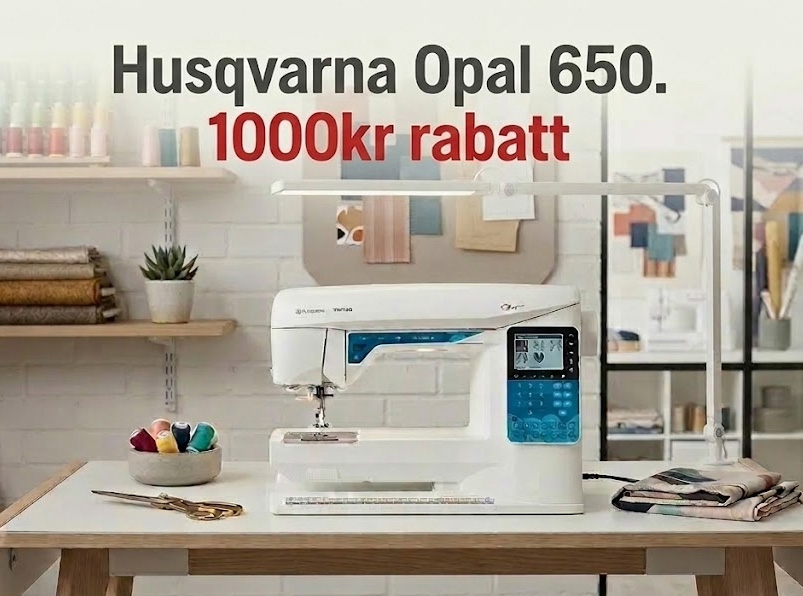 Husqvarna Viking symaskin står på ett bord